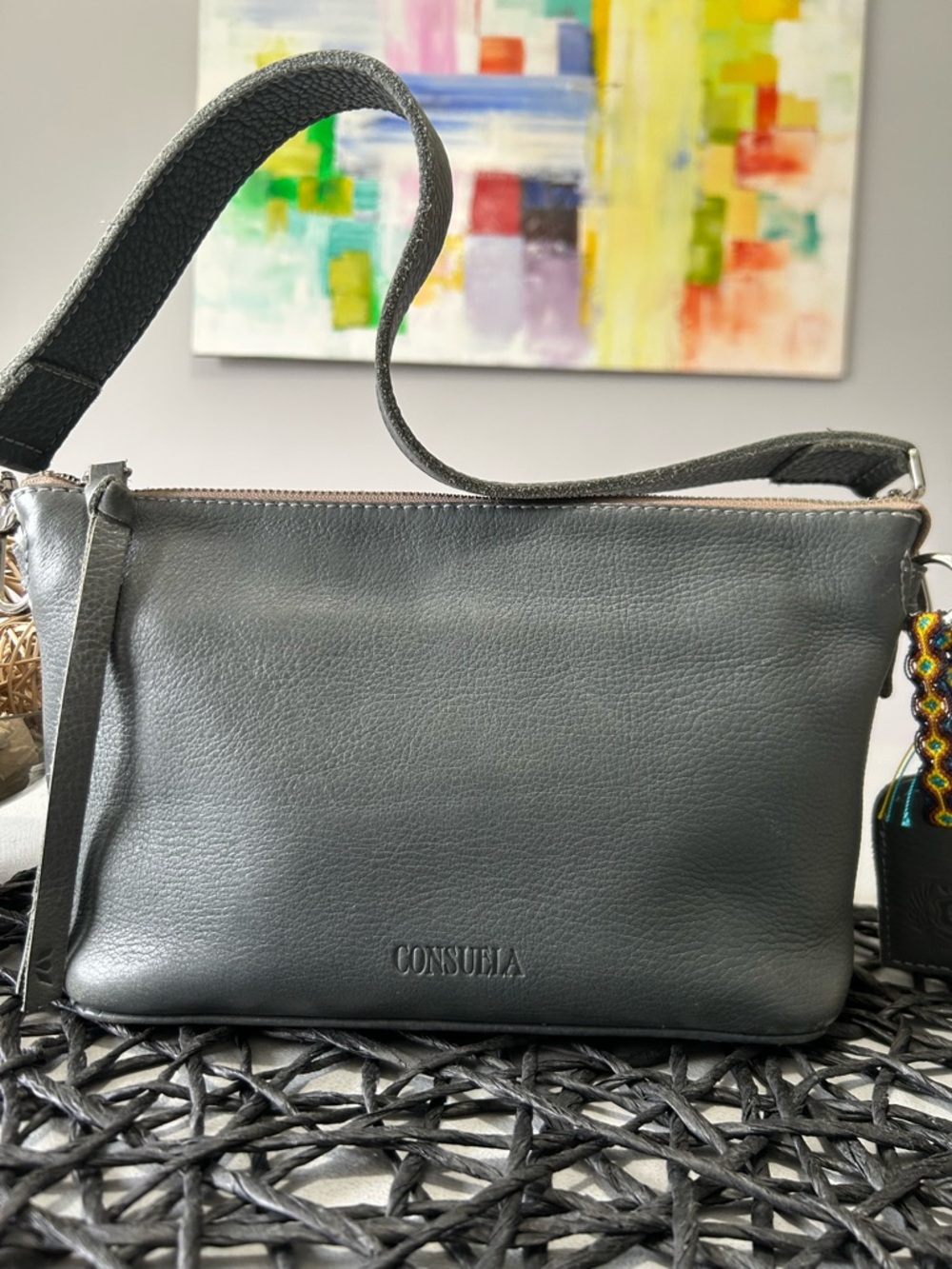 Consuela Keanu Your Way Gray Leather Shoulder Bag